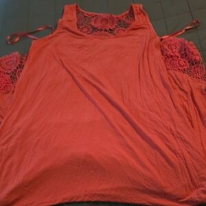 Lane Bryant Coral Lace High Low Dress